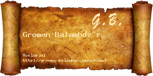 Gromen Balambér névjegykártya